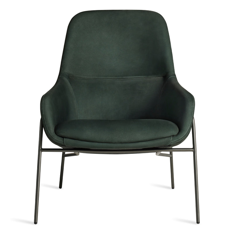 Acre Lounge Chair in Navy Green Leather - Angle 1