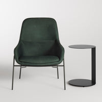 Acre Lounge Chair in Navy Green Leather - Angle 12
