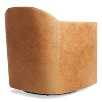 About Face Swivel Lounge Chair in Camel Leather - Angle 9