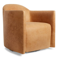 About Face Swivel Lounge Chair in Camel Leather - Angle 6