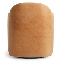 About Face Swivel Lounge Chair in Camel Leather - Angle 10