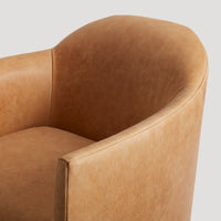 About Face Swivel Lounge Chair in Camel Leather - Angle 11