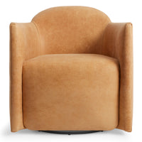 About Face Swivel Lounge Chair in Camel Leather - Angle 2