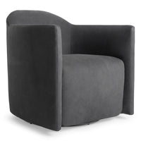 About Face Swivel Lounge Chair in Ink Leather - Angle 5