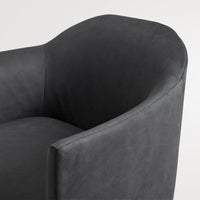 About Face Swivel Lounge Chair in Ink Leather - Angle 10