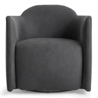 About Face Swivel Lounge Chair in Ink Leather - Angle 1