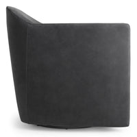 About Face Swivel Lounge Chair in Ink Leather - Angle 7