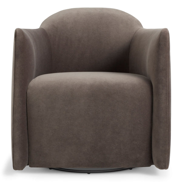 About Face Swivel Lounge Chair in Storm Velvet - Angle 1