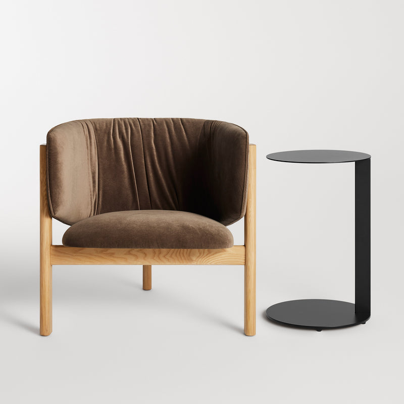 All In Lounge Chair in Tomato Velvet - Angle 2