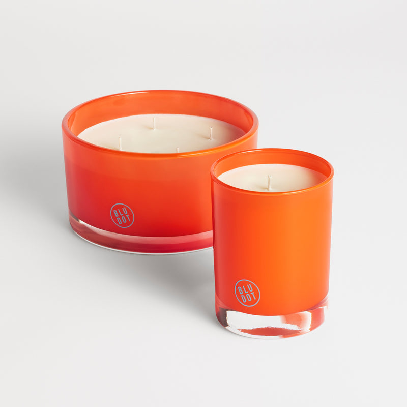 The Shop Candle in Dayglow Orange - Angle 2