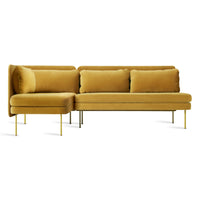 Bloke Armless Sofa with Chaise in Ochre Velvet - Angle 1