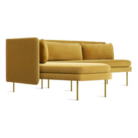 Bloke Armless Sofa with Chaise in Ochre Velvet - Angle 2