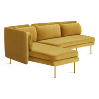 Bloke Armless Sofa with Chaise in Ochre Velvet - Angle 3
