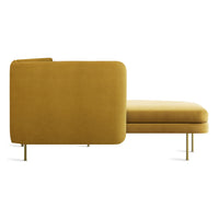 Bloke Armless Sofa with Chaise in Ochre Velvet - Angle 4