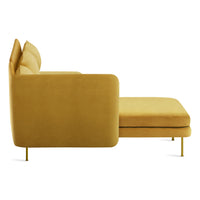 Bloke Armless Sofa with Chaise in Ochre Velvet - Angle 5