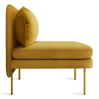 Bloke 60" Armless Sofa in Ochre Velvet - Angle 3