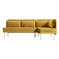 Bloke Armless Sofa with Chaise in Ochre Velvet - Angle 1