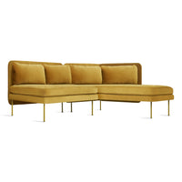 Bloke Armless Sofa with Chaise in Ochre Velvet - Angle 2