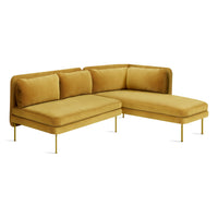 Bloke Armless Sofa with Chaise in Ochre Velvet - Angle 3
