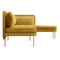 Bloke Armless Sofa with Chaise in Ochre Velvet - Angle 4