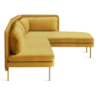 Bloke Armless Sofa with Chaise in Ochre Velvet - Angle 5