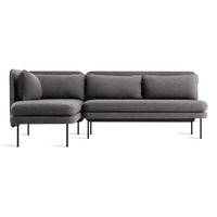 Bloke Armless Sofa with Chaise in Gabro Grey - Angle 1