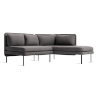 Bloke Armless Sofa with Chaise en Gabro Grey - ángulo 2
