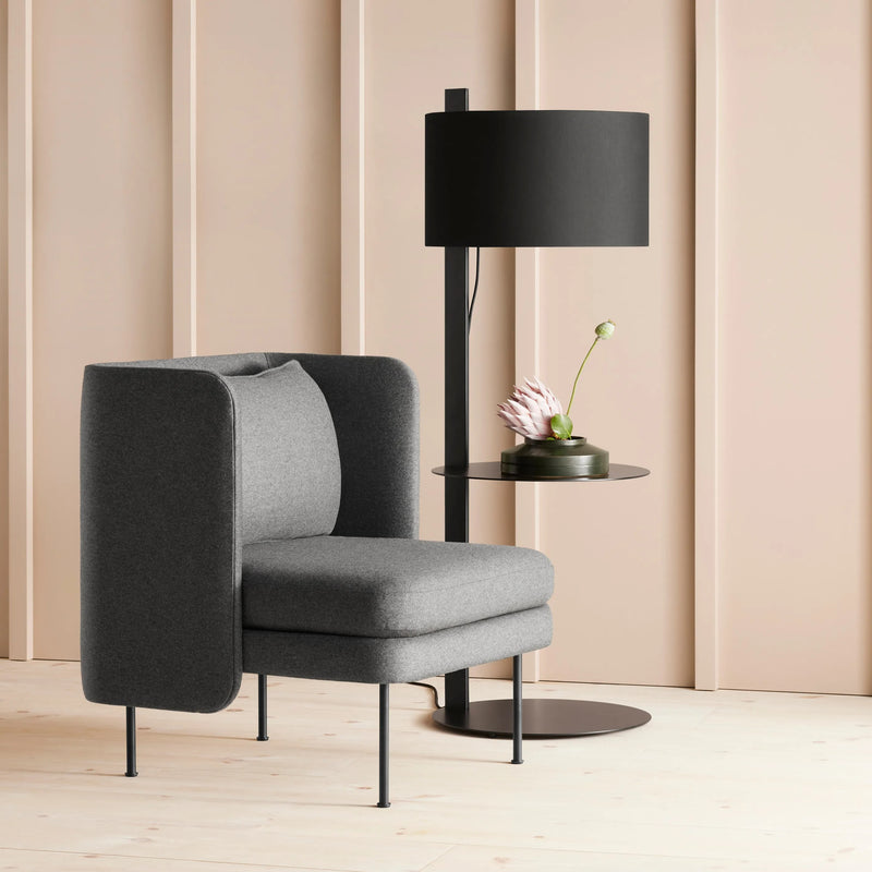 Note Floor Lamp with Table in Black