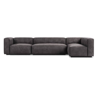 Cleon Medium+ Sectional Sofa in Slate Leather - Angle 1