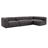Cleon Medium+ Sectional Sofa in Slate Leather - Angle 4