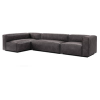 Cleon Medium+ Sectional Sofa in Slate Leather - Angle 4