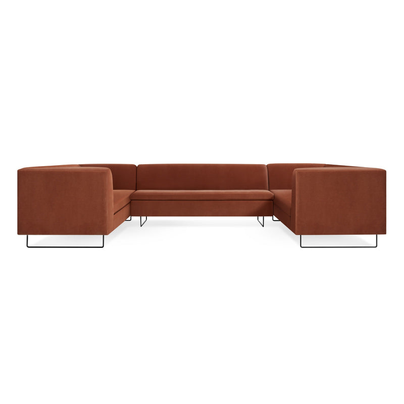 Bonnie and Clyde U-Shaped Sectional Sofa in Copper Velvet - Angle 2