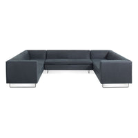 Bonnie and Clyde U-Shaped Sectional Sofa in Ink Leather - Angle 2