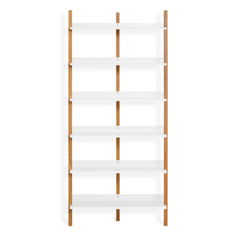 Browser Tall Bookcase in White Oak / White - Angle 1