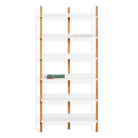Browser Tall Bookcase in White Oak / White - Angle 5