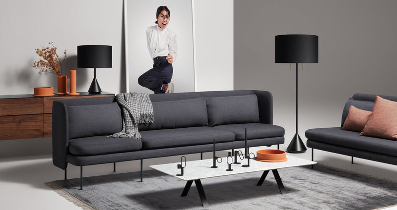 Super Rectangular Coffee Table in Marble / Black - Angle 2