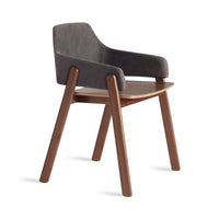 Clutch Chair in Slate Leather / Walnut - Angle 7