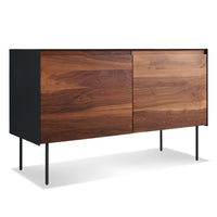 Clad 2 Door Credenza in Walnut / Oblivion - Angle 3