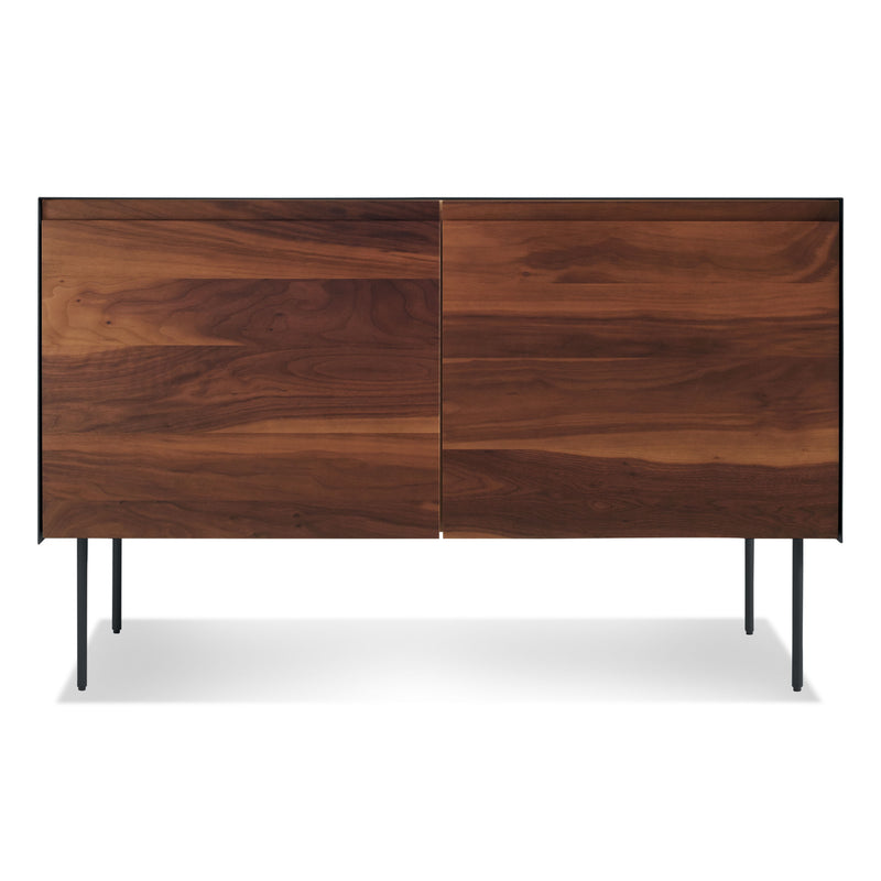 Clad 2 Door Credenza in Walnut / Oblivion - Angle 1