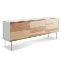 Clad 3 Door Credenza in Hickory / White - Angle 4