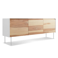 Clad 3 Door Credenza in Hickory / White - Angle 3