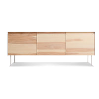 Clad 3 Door Credenza in Hickory / White - Angle 1