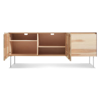 Clad 3 Door Credenza in Hickory / White - Angle 2
