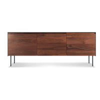 Clad 3 Door Credenza in Walnut / Oblivion - Angle 1