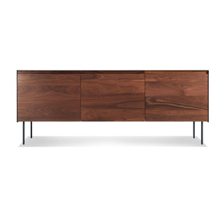 Clad 3 Door Credenza in Walnut / Oblivion - Angle 1