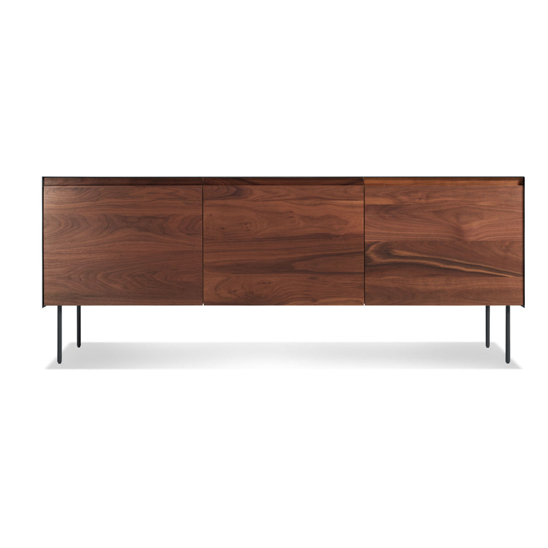 Clad 3 Door Credenza in Walnut / Oblivion - Angle 1