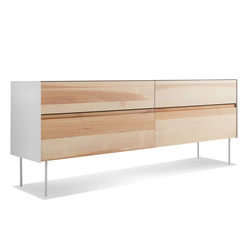 Clad 4 Drawer Dresser in Hickory / White - Angle 2