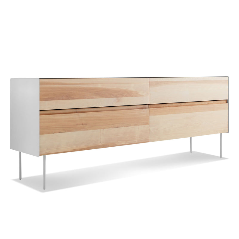Clad 4 Drawer Dresser in Hickory / White - Angle 2