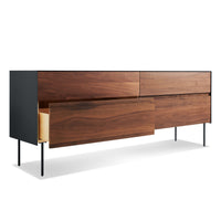 Clad 4 Drawer Dresser in Walnut / Oblivion - Angle 4
