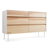 Clad 6 Drawer Dresser in Hickory / White - Angle 4